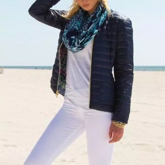 Lilly Pulitzer Reversible Down Jacket‎ Puffer Not Too Catty Size XS - Picture 1 of 7